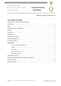Physical Sciences &ndash; Foundation