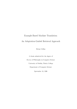 Example-Based Machine Translation: An Adaptation
