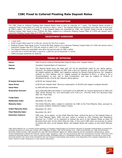 CIBC Fixed to Collared Floating Rate Deposit Notes
