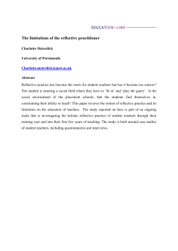 The limitations of the reflective practitioner