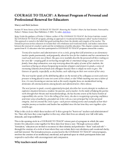 COURAGE TO TEACH&reg;: A Retreat Program of Personal
