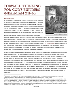 Forward Thinking For god`s Builders (nehemiah