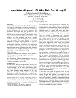 Home Networking and HCI: What Hath God Wrought?