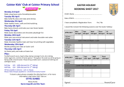 Easter Holiday 2017 List of Activities and