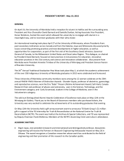 PRESIDENT`S REPORT: May 19, 2015 GENERAL On April 23, the