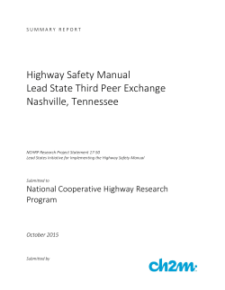 Highway Safety Manual Lead State Third Peer Exchange Nashville