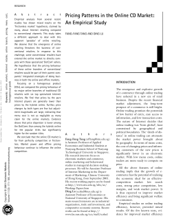 Pricing Patterns in the Online CD Market: An Empirical Study