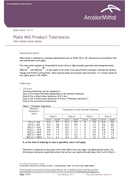 Hot rolled plate - Tolerances - ArcelorMittal South Africa