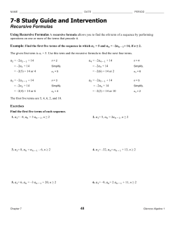 7-8 Study Guide and Intervention Recursive Formulas
