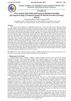 Price to Book Value Ratio and Financial Statement Variables (An