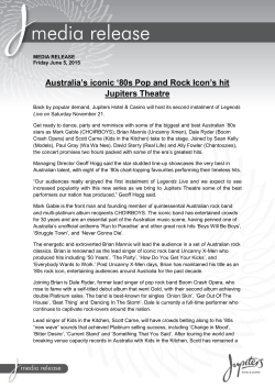 `80s Pop and Rock Icon`s hit Jupiters Theatre