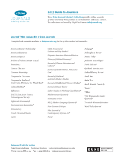 2017 Guide to Journals - Duke University Press
