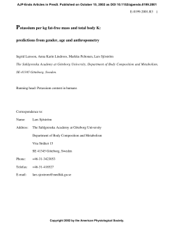 Potassium per kg fat-free mass and total body K