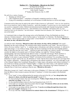 Matthew 5:5 &ndash; &ldquo;The Beatitudes&mdash;Blessed are the Meek&rdquo;