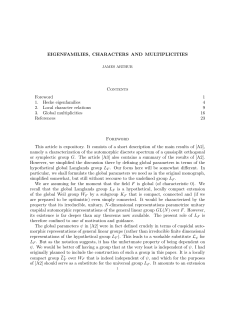 Eigenfamilies, Characters and Multiplicities