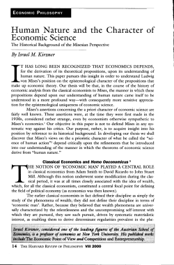Human Nature and the Character of Economic Science