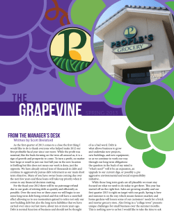 From the Manager`s Desk - People`s Grocery Cooperative Exchange