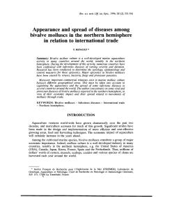 Appearance and spread of diseases among bivalve