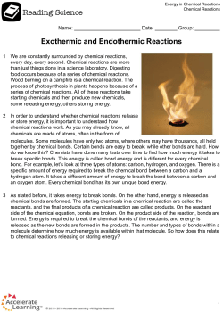 Exothermic and Endothermic Reactions