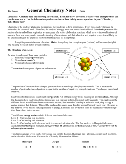1 General Chemistry Notes Name