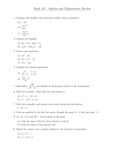 Math 131 - Algebra and Trigonometry Review