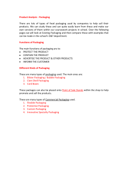 Product Analysis - Packaging There are lots of types of food