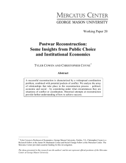 Postwar Reconstruction: Some Insights from
