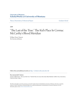 "The Last of the True:" The Kid`s Place In Cormac McCarthy`s Blood