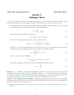Section 7: Hydrogen Atom