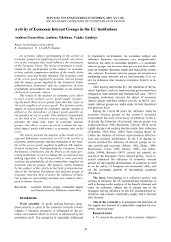 Activity of Economic Interest Groups in the EU Institutions
