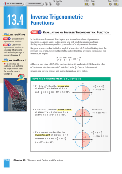 Inverse Trigonometric Functions