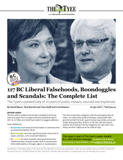 117 BC Liberal Falsehoods, Boondoggles and Scandals: The
