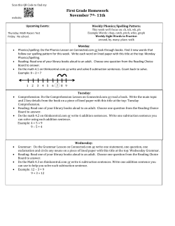 First Grade Homework November 7th- 11th