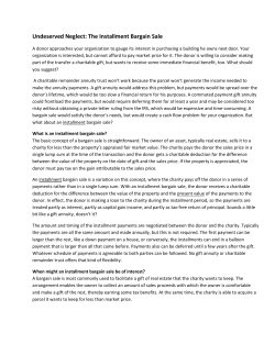 Undeserved Neglect: The Installment Bargain Sale