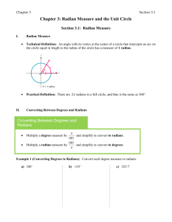Chapter 3: Radian Measure and the Unit Circle