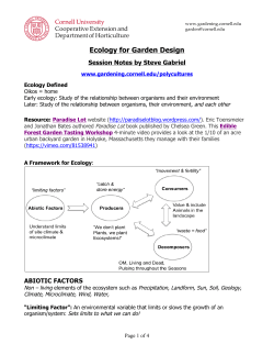 Ecology for Garden Design - Cornell Garden