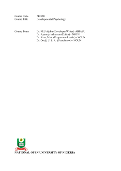 DEVELOPMENTAL PSYCHOLOGY - National Open University