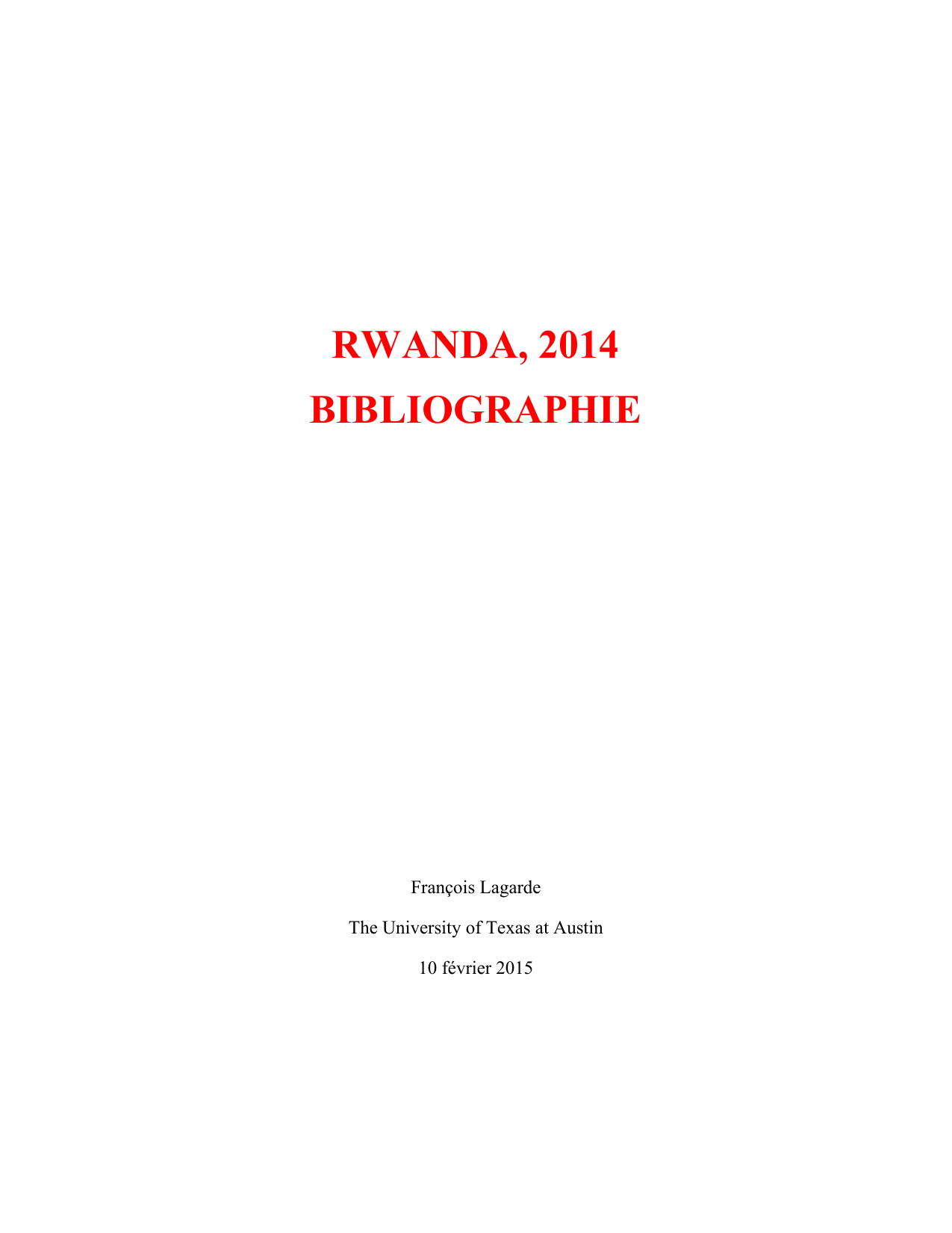 Rwanda 14 Bibliographie Umr Developpement Et Societe