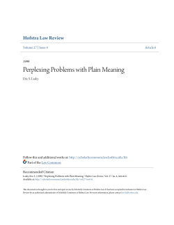 "Perplexing Problems with Plain Meaning," Hofstra