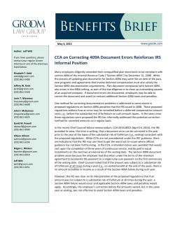 CCA on Correcting 409A Document Errors Reinforces IRS Informal