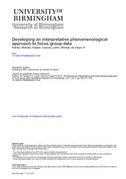 Developing an Interpretative Phenomenological Approach to Focus