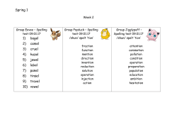 Spring 1 Spellings - Lothersdale Primary School