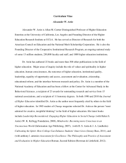Curriculum Vitae Alexander W. Astin