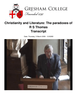 Christianity and Literature: The paradoxes of R S Thomas Transcript