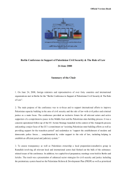 Berlin Conference in Support of Palestinian Civil Police and th