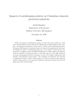 Impacts of antidumping policies on Colombian domestic protected