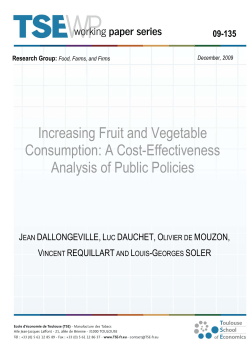 Increasing Fruit and Vegetable Consumption: A Cost