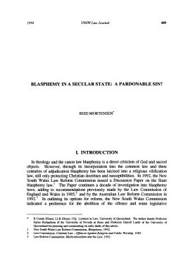 Blasphemy in a Secular State: A Pardonable Sin