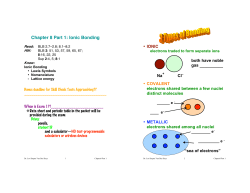 Chapter 8 Part 1: Ionic Bonding