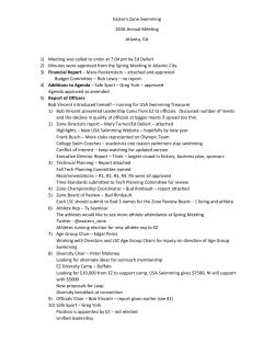 Eastern Zone Swimming 2016 Annual Meeting Atlanta, GA 1